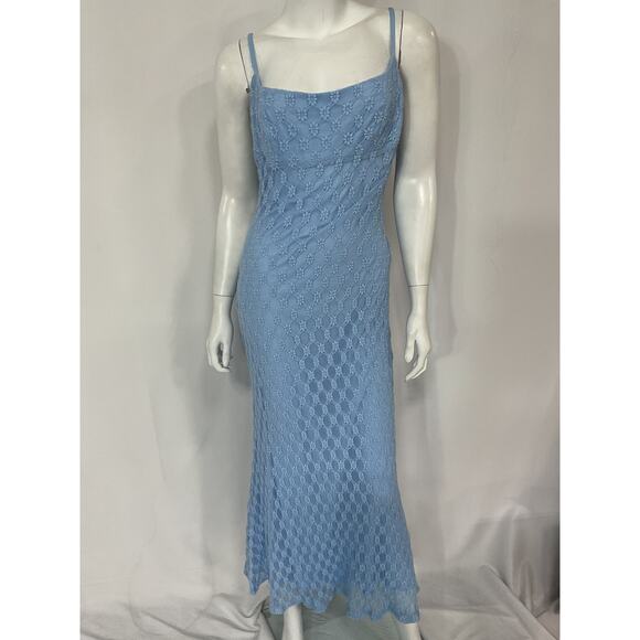 Bardot 'Adoni' Blue Mesh Midi Floral Dress Size 8 - Picture 2 of 5
